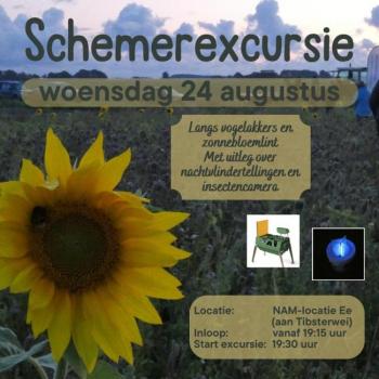 Schemerexcursie op woensdag 24 augustus a.s.